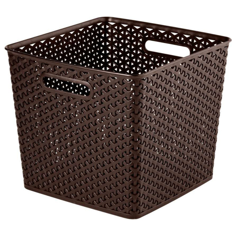 Cutie depozitare suprapozabila Rattan Curver, maro, patrata, 25 L, 32,3 x 32 x 28,1 cm