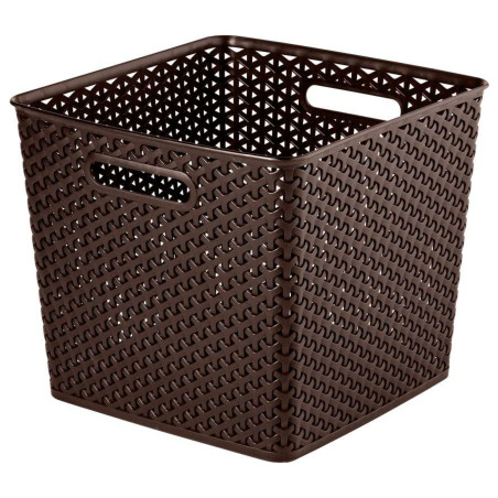 Cutie depozitare suprapozabila Rattan Curver, maro, patrata, 25 L, 32,3 x 32 x 28,1 cm
