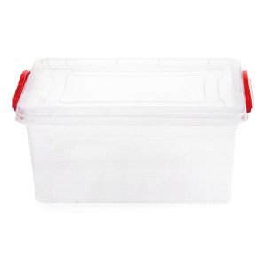 Cutie depozitare universala Alisan, plastic, dreptunghiulara, transparenta, manere diverse culori, 20 L, 50 x 33 x 18 cm