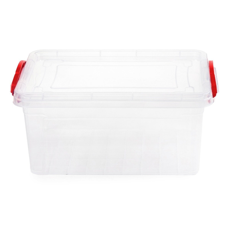 Cutie depozitare universala Alisan, plastic, dreptunghiulara, transparenta, manere diverse culori, 20 L, 50 x 33 x 18 cm