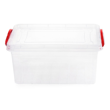Cutie depozitare universala Alisan, plastic, dreptunghiulara, transparenta, manere diverse culori, 20 L, 50 x 33 x 18 cm