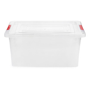 Cutie universala Alisan, plastic, dreptunghiulara, transparenta, manere diverse culori, 12 L, 44 x 27 x 15,5 cm