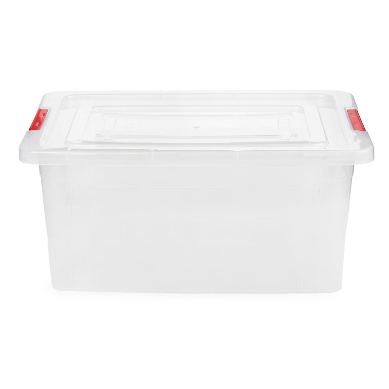 Cutie universala Alisan, plastic, dreptunghiulara, transparenta, manere diverse culori, 12 L, 44 x 27 x 15,5 cm