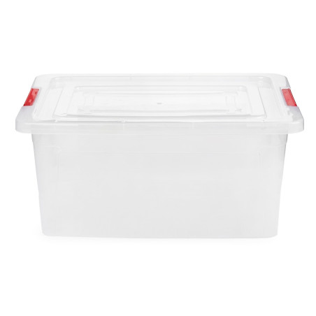 Cutie universala Alisan, plastic, dreptunghiulara, transparenta, manere diverse culori, 12 L, 44 x 27 x 15,5 cm