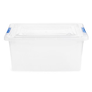 Cutie universala Alisan, plastic, dreptunghiulara, transparenta, manere diverse culori, 5 L