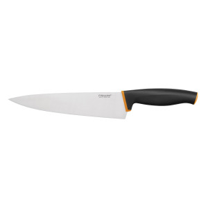 Cutitul bucatarului Fiskars Control+, mare, otel inoxidabil, negru + portocaliu, 20 cm