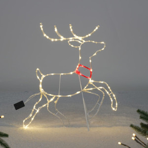 Decoratiune Craciun exterior ren, Hoff, 90 LED-uri, lumina calda / rosie, alimentare curent electric, H 56 cm