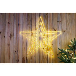 Decoratiune Craciun exterior stea explosion 4 in 1, Hoff, 435 LED-uri, lumina calda, alimentare curent electric, H 78 cm