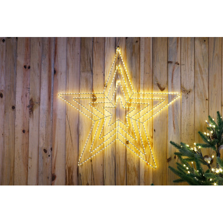 Decoratiune Craciun exterior stea explosion 4 in 1, Hoff, 435 LED-uri, lumina calda, alimentare curent electric, H 78 cm