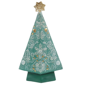Decoratiune Craciun, model bradut, verde + auriu + alb, 21.7 x 8.8 x 38.2 cm, AK03X24070
