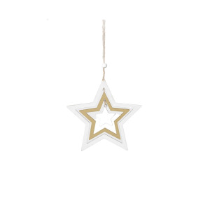 Decoratiune Craciun, tip stea, alb + maro, 12 cm, D261405