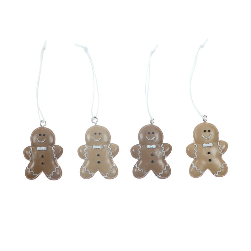 Decoratiune Craciun, turta dulce, maro, 5m, D373085, set 4 bucati