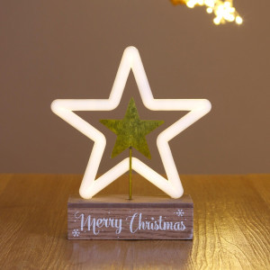 Decoratiune stea LED neon, Hoff, alimentare baterii, interior
