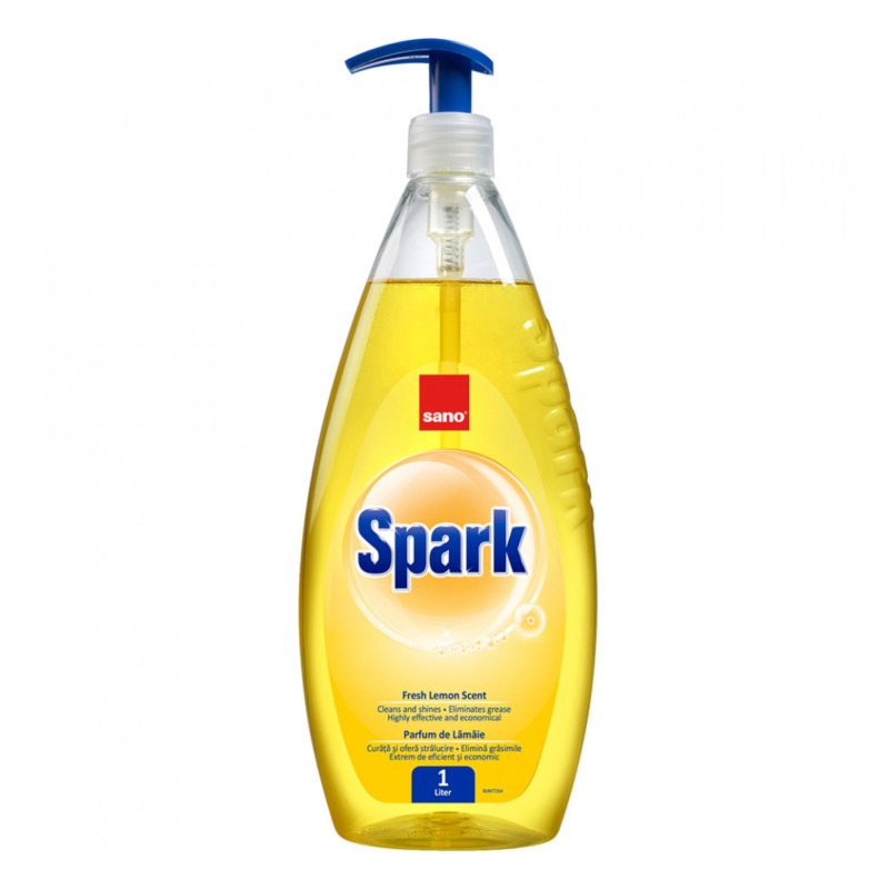 Detergent lichid pentru vase Sano Spark, parfum lamaie, 1 L