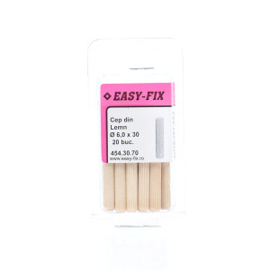 Diblu din lemn, Easy - Fix 454.30.70, 6 x 30 mm, set 20 bucati
