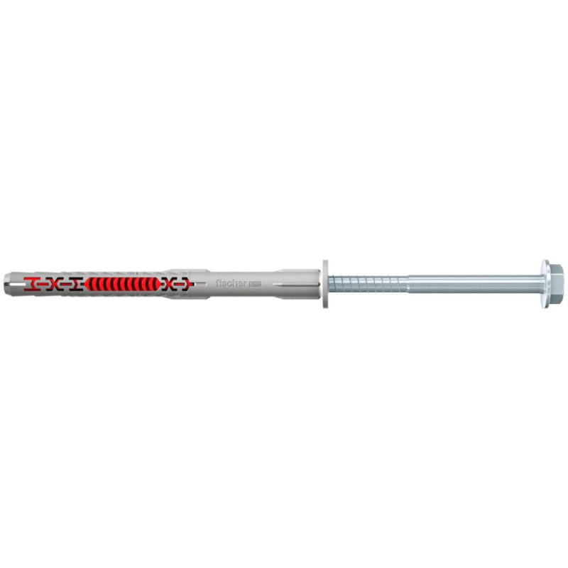 Diblu universal, din nylon, Fischer DuoXpand FUS, 10 x 140 mm, cu surub, zincat alb, cu cap hexagonal