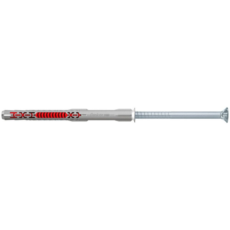 Diblu universal, din nylon, Fischer DuoXpand T, 8 x 100 mm, cu surub, zincat alb, cu cap inecat, Torx, TX30