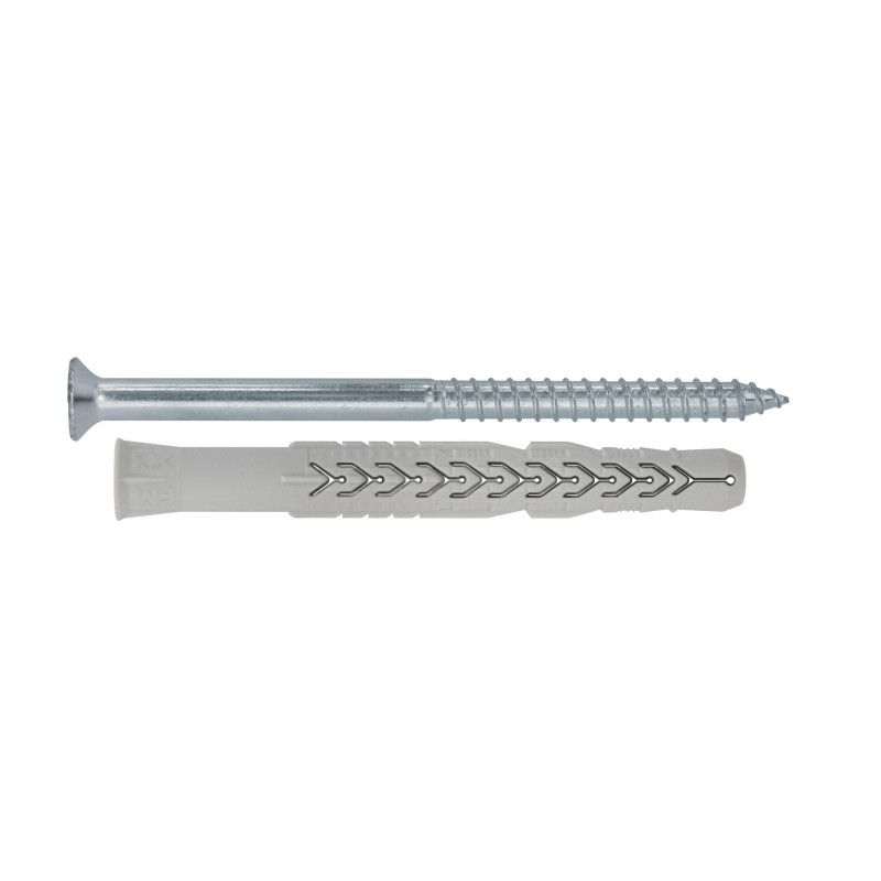 Diblu universal din nylon, Friulsider X3, 10 x 80 mm + surub, otel, zincat alb, amprenta Torx, 7 x 88 mm