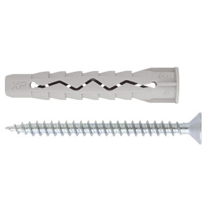Diblu universal din nylon, Friulsider XP, 6 x 33 mm, cu surub, cap inecat, 4.5 x 45 mm, 15 bucati