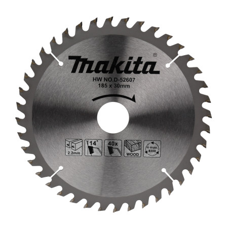 Disc circular, pentru lemn, Makita D-52607, 185 x 30 mm