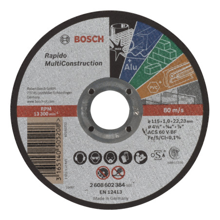 Disc debitare, Bosch Rapido Multi Construction, 115 x 22.23 x 1 mm