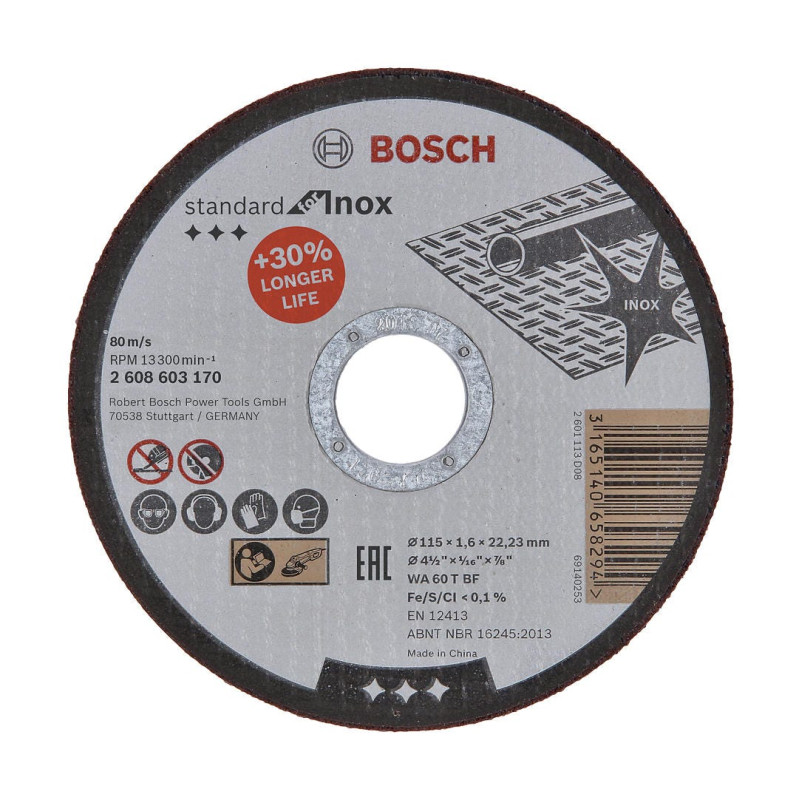 Disc debitare inox, Bosch Standard for Inox, 115 x 22.23 x 1.6 mm