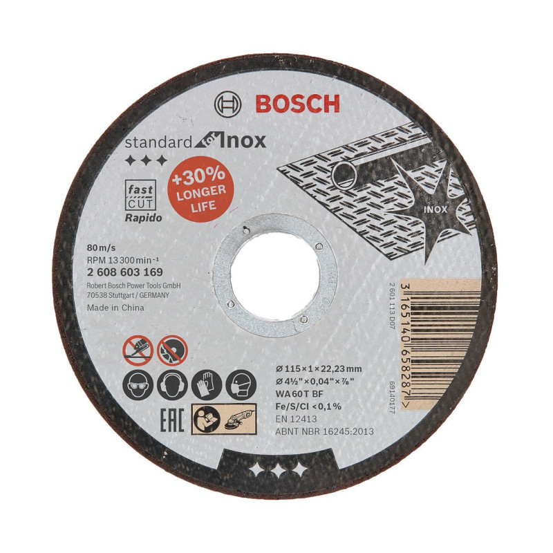 Disc debitare inox, Bosch Standard for Inox, 115 x 22.23 x 1 mm