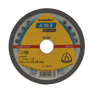 Disc debitare inox, Klingspor A 36 R Supra, 125 x 22.23 x 2 mm