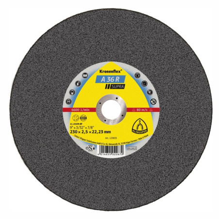 Disc debitare inox, Klingspor A 36 R Supra, 230 x 22.23 x 2.5 mm