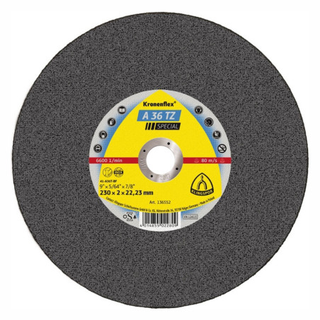 Disc debitare inox, Klingspor A 36 TZ Special, 230 x 22.23 x 2 mm