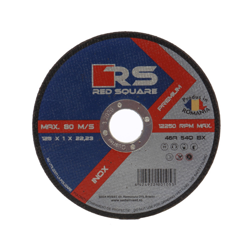 Disc debitare inox, Red Square DRSQPRM1251, 125 x 22.2 x 1 mm