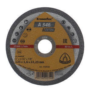 Disc debitare inox si metal, Klingspor A 346 Extra, 125 x 22.23 x 1.6 mm
