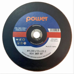 Disc debitare inox si otel, Carbochim Power 80A36TBF, 230 x 22.2 x 1.9 mm