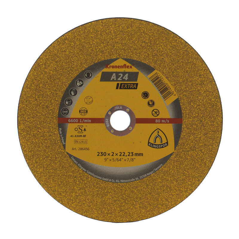 Disc debitare metale, Klingspor A 24 Extra, 230 x 22.23 x 2 mm