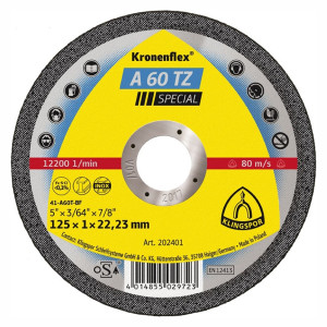 Disc debitare metale, Klingspor A 60 TZ Special, 125 x 22.23 x 1 mm
