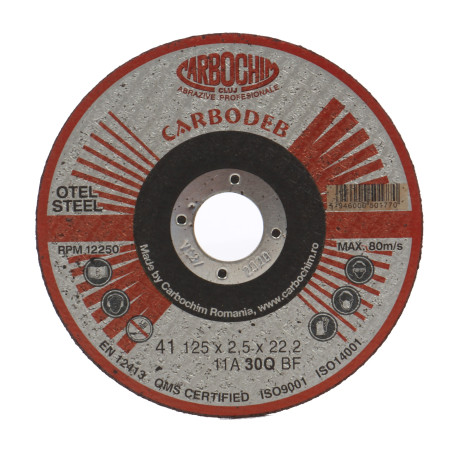 Disc debitare otel, Carbochim 11ABACH1TRS, 125 x 22.2 x 2.5 mm