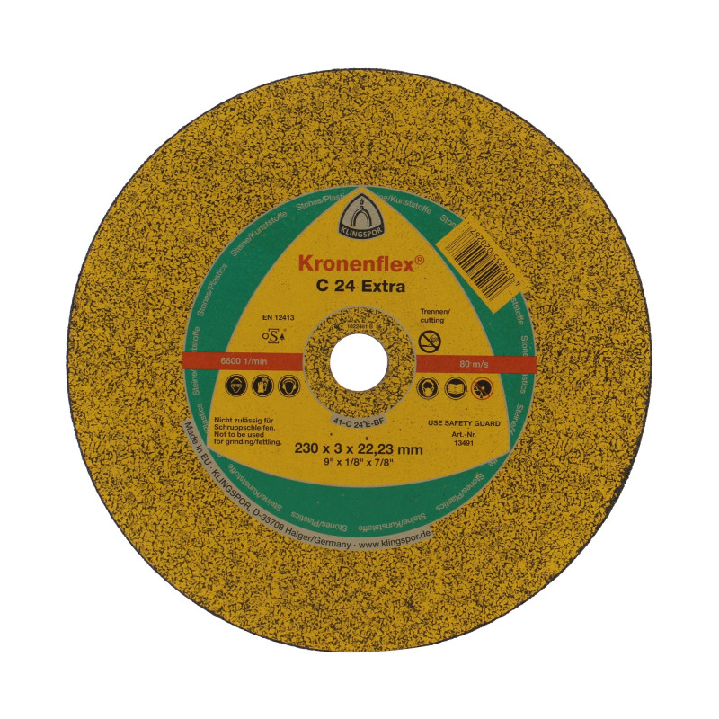 Disc debitare piatra si beton, Klingspor C 24 Extra, 230 x 22.23 x 3 mm