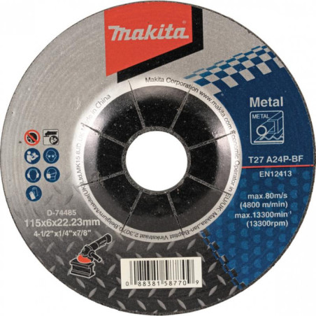 Disc polizare metale, Makita A24P, 115 x 22.23 x 6 mm