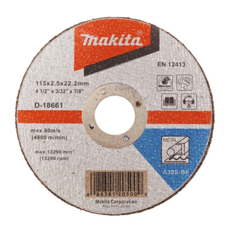 Disc taiere metale, Makita A30S, 115 x 22.23 x 2.5 mm
