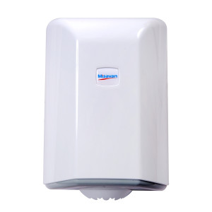 Dispenser hartie Misavan, alb, derulare centrala, plastic, 33 x 25 x 13 cm