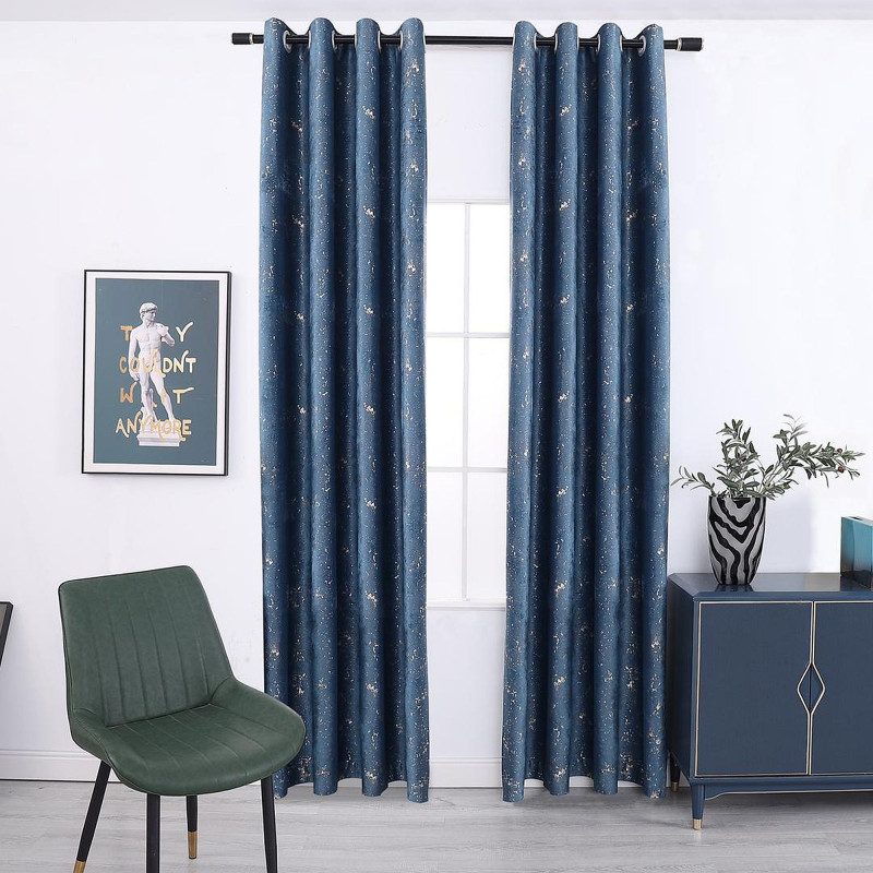 Draperie Atria, Glamour, catifea, turcoaz + auriu, semiopac, H 280 cm