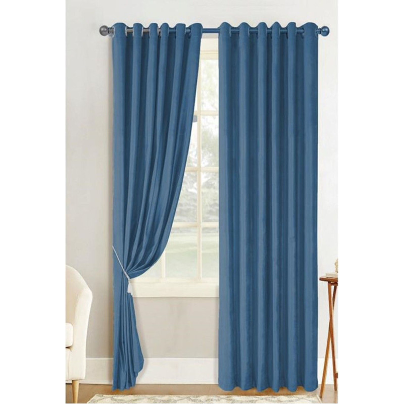 Draperie Atria, Velvet Amelie 501848, poliester, albastru, semiopac, H 280 cm