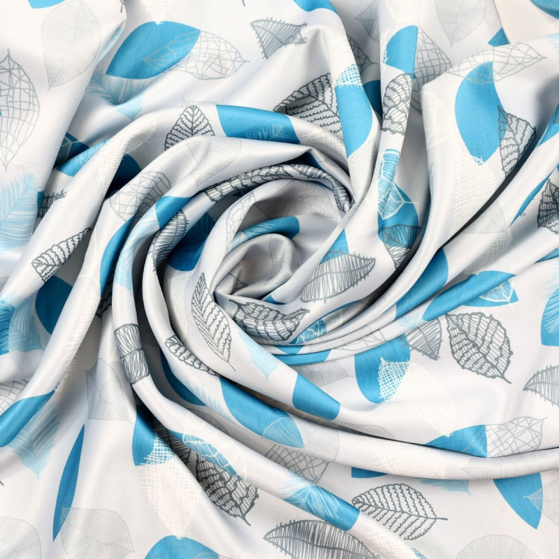 Draperie Caressa, SGEPC013, poliester, albastru, model vegetal, semiopac, 135 x 245 cm