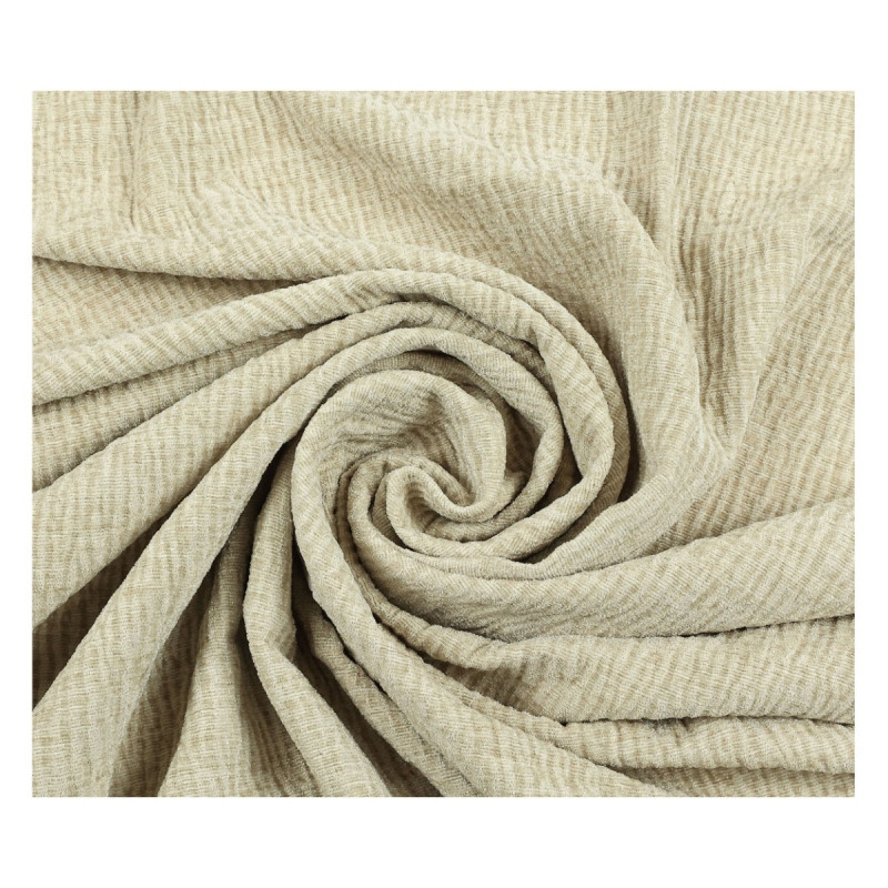 Draperie Caressa, Wave CUF09, jacquard, crem, semiopac, inele tip capsa, 135 x 240 cm