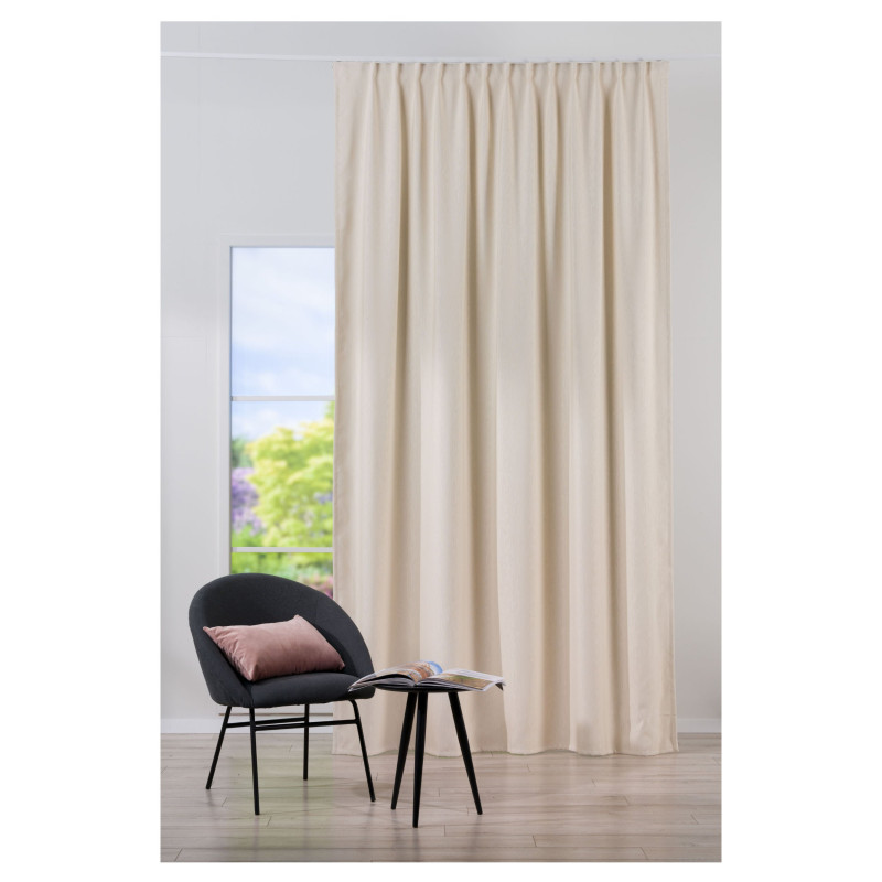 Draperie Mendola Fabrics, model Bellagio, Monograma, jacquard, crem, semiopac, 280 cm