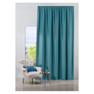 Draperie Mendola Fabrics, model Bellagio, Monograma, jacquard, turcoaz, semiopac, 280 cm