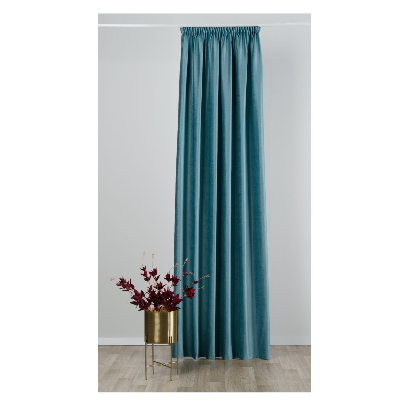 Draperie Mendola Fabrics, model Tempera, Axioma, catifea, turcoaz, semiopac, H 280 cm