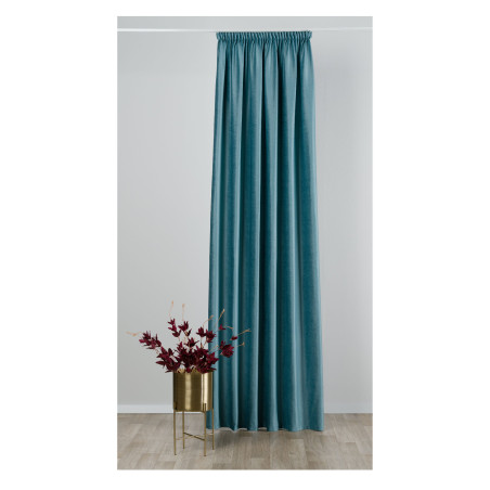 Draperie Mendola Fabrics, model Tempera, Axioma, catifea, turcoaz, semiopac, H 280 cm