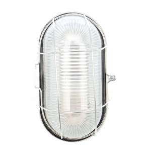 Aplica etansa Hoff, 1 x E27 (max 100W), ovala, 192 mm, IP54, interior / exterior, grilaj din metal