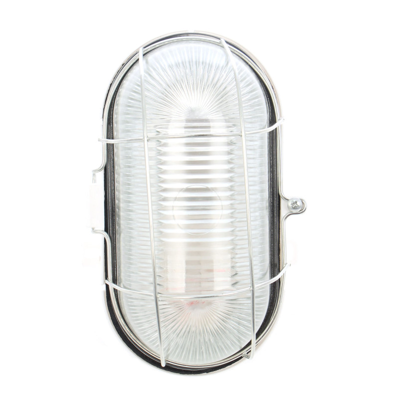Aplica etansa Hoff, 1 x E27 (max 100W), ovala, 192 mm, IP54, interior / exterior, grilaj din metal
